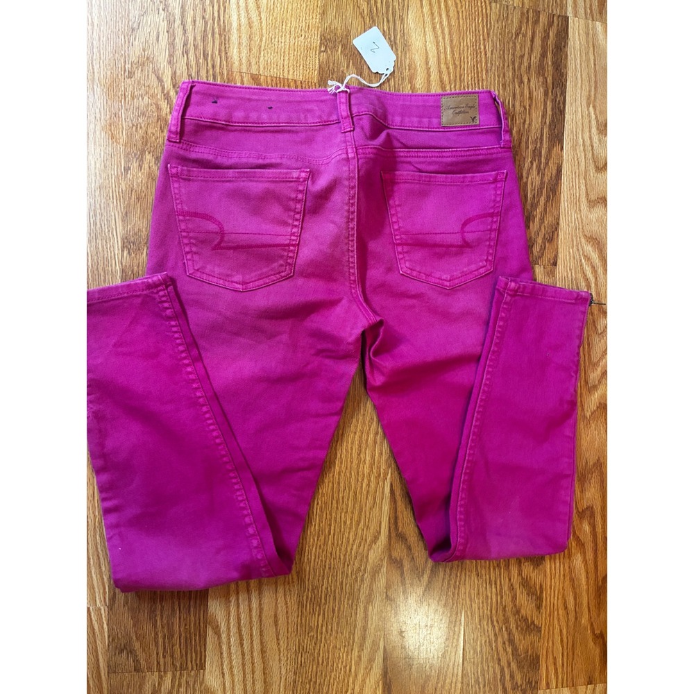 American Eagle Preppy  Stretch Skinny Jeans Y2K Indie Ankle Zip 4 Pink Barbie
